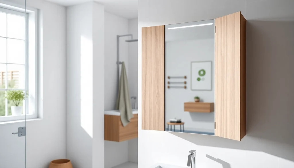 Stylish sonni Spiegelschrank with LED lighting offering modern storage solutions im Badezimmer