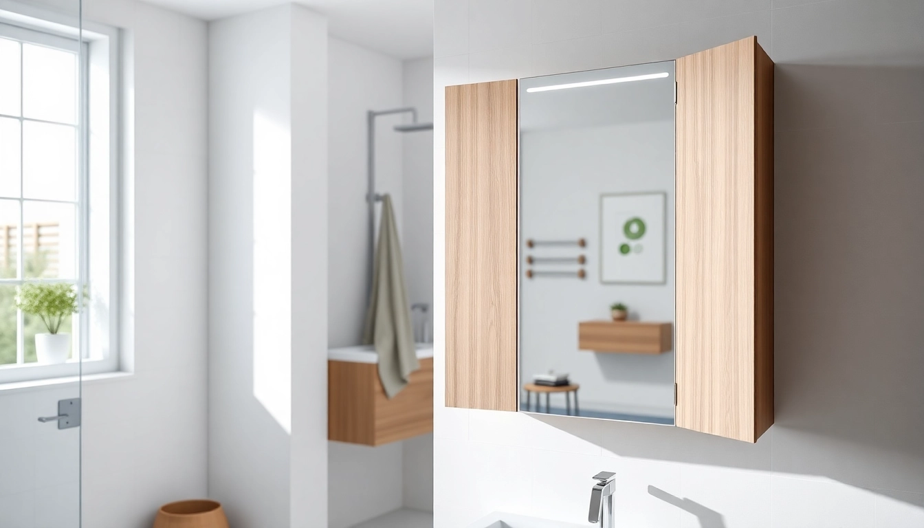 Modernes Bad mit sonni Spiegelschrank: Beleuchtung und Stauraum optimieren