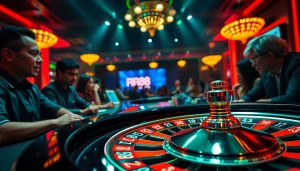 Players engaging in action-packed gameplay featuring the RR88 logo on a vibrant roulette wheel.