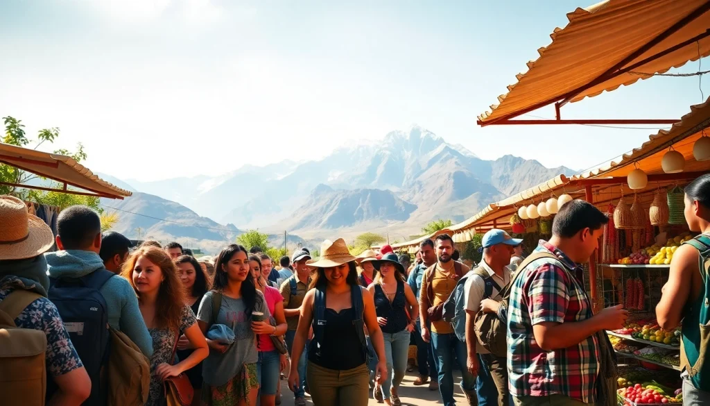 Adventurers engaging with local culture at https://wpedition.com/ in a vibrant outdoor market setting.