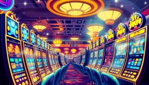 Main attraction of bro138 slot games with vibrant colors and engaging players.