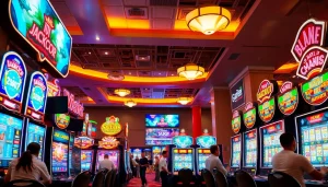 Menang besar dengan slot gacor di mesin slot kasino yang cerah.