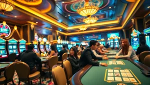เล่นการพนันในคาสิโนที่มีบรรยากาศหรูหราและแสงสว่างสวยงาม