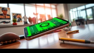 Showcasing the best sports betting apps in India on a sleek smartphone against a vibrant backdrop.