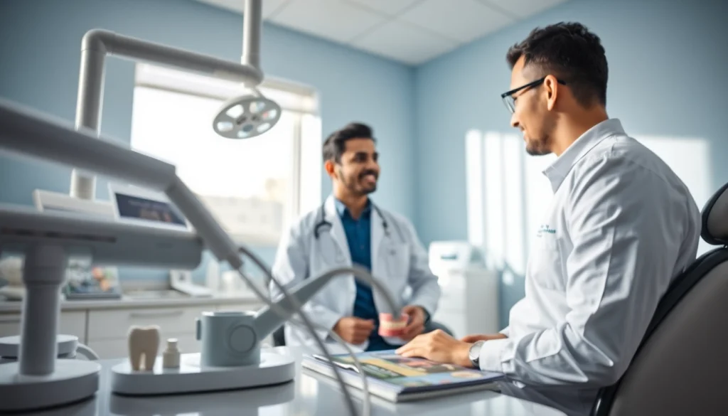 Dr. Shahram Valiani DDS providing a dental examination in a modern clinic environment.