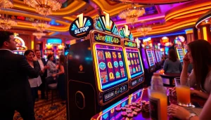 Menangkan jackpot di jewel4d slot dengan mesin slot yang penuh warna dan suasana kasino yang meriah.