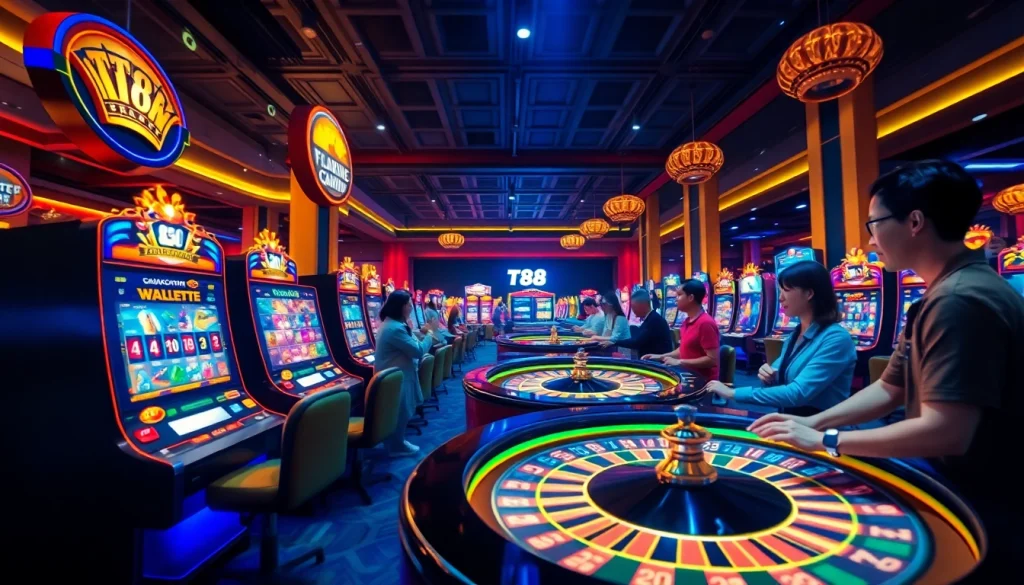 Exciting TT88 online gaming environment featuring vibrant casino elements and thrilling players.