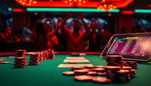 Mainkan domino88 login poker game dengan suasana meja poker yang menegangkan dan seru.