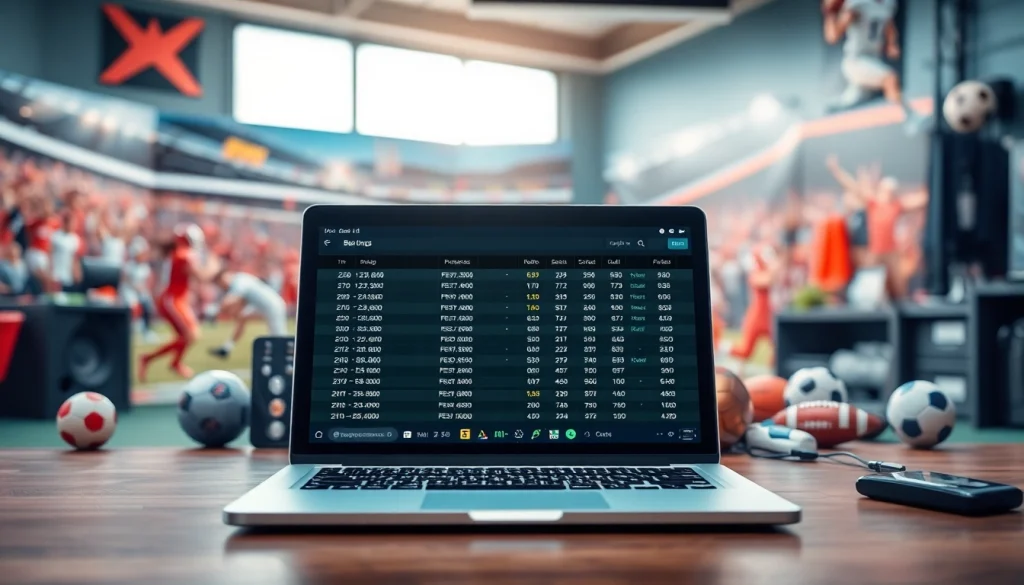 Engaging visual of best sports betting sites for Mexico on a laptop screen with vibrant sports themes.