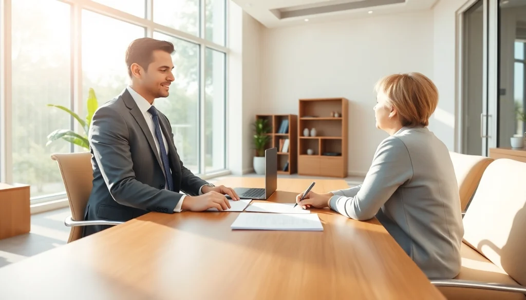 Engaging scene showing a professional family attorney from https://www.stpetefamilyattorney.com in a modern office with a client.