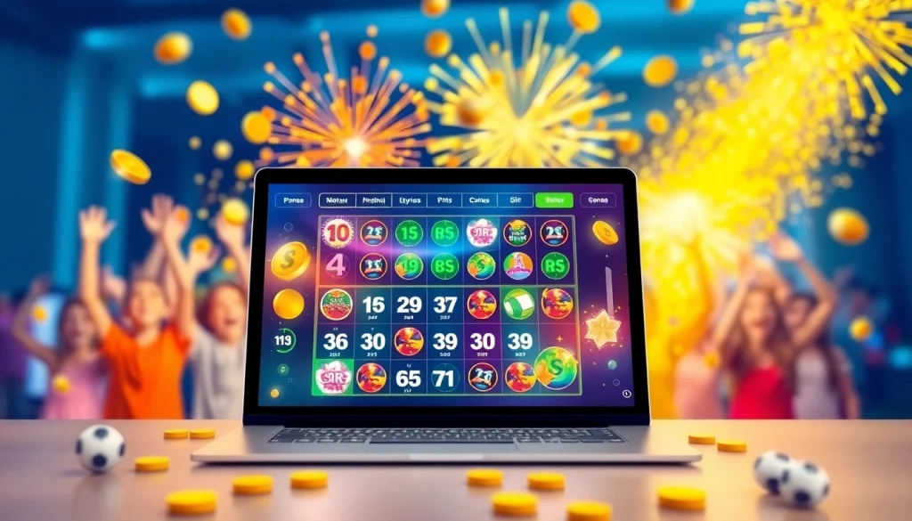 Menggambarkan antarmuka https://diantogel.com/ platform lotere online yang penuh warna dan interaktif.