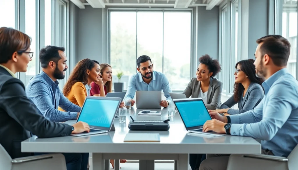 Develop digital marketing ideas at https://albmaftoh.com with a collaborative team in a bright office.