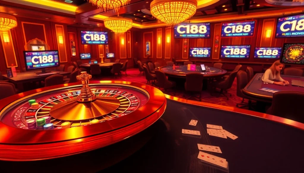 Experience the thrill of C168 as players strategize at a roulette table surrounded by casino excitement.