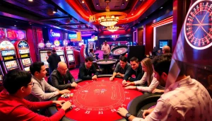 Experience the thrill of KJC AC 2 gaming as players engage in intense poker action at a casino table.