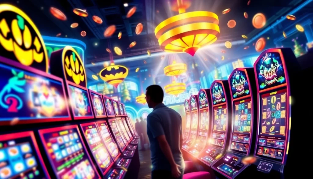 Permainan batman138 slot yang menarik dan penuh warna dengan suasana kasino yang energik.