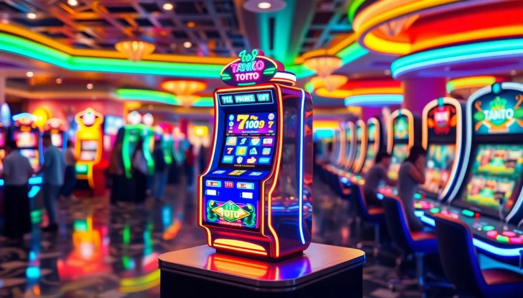 Menangkan dengan tank4d toto slot yang penuh warna dan suasana kasino yang energik.