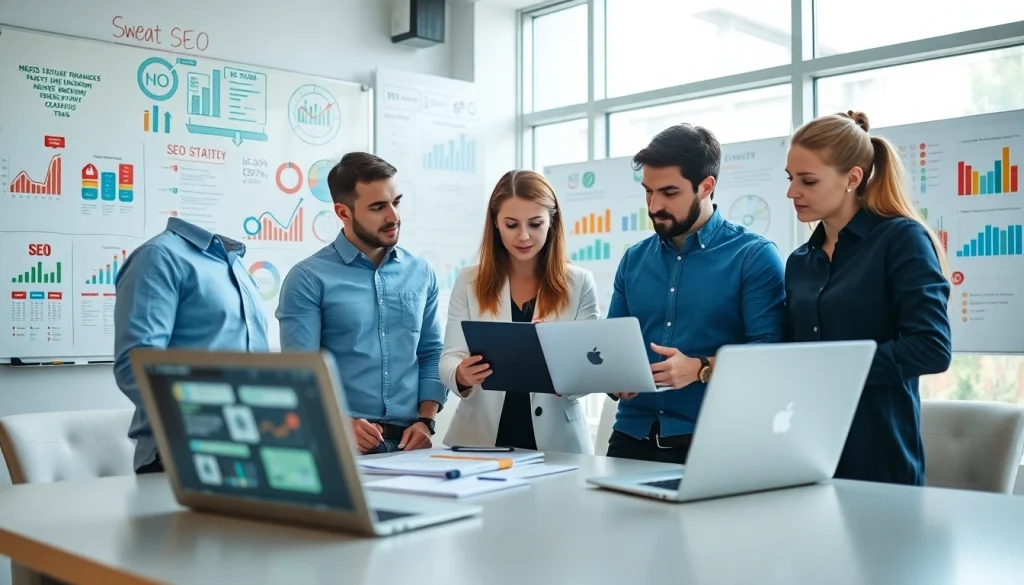 Enhance your SEO strategy with seo.my, showcasing a professional digital marketing team's collaboration.