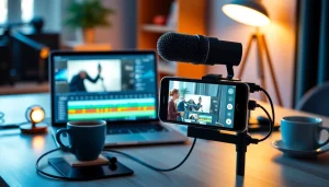 MV88 microphone capturing professional sound in a modern workspace.