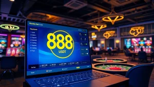 888 new online gambling interface showcasing secure USDT transactions and games