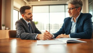 Consulting session at https://www.shiverhamilton.com with a lawyer assisting a client in a modern office.