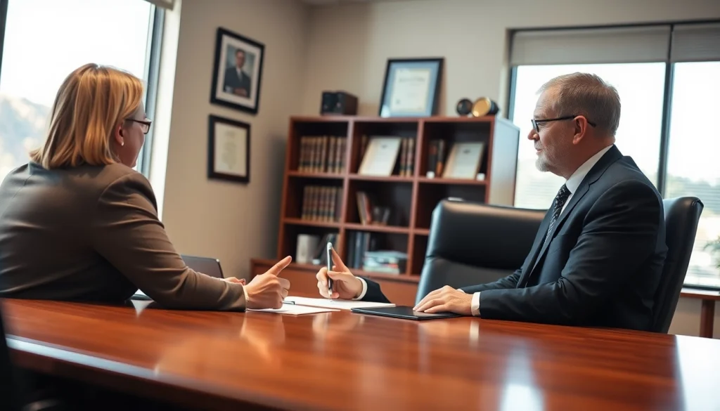 Consultation with a South Dakota car accident lawyer in a professional office.