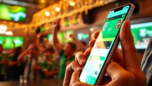 Engaging user interface of the best sports betting apps in India featured in a lively sports scene.