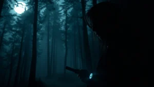 Captivating clean thriller book cover featuring a mysterious woman in a foggy forest.