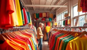 Discover vintage clothing treasures at https://thrift-vintage.com, showcasing a vibrant thrift store atmosphere.