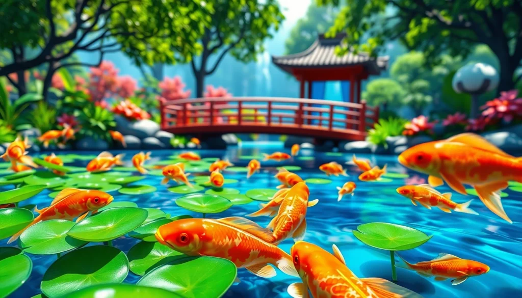 Bermain koi800 game di lingkungan kolam ikan koi yang berwarna-warni.