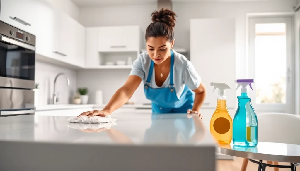 Effective kitchen deep cleaning Dubai service demonstrates thorough cleaning of surfaces and appliances.