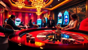 MM88 roulette excitement with elegant players in a casino scene.