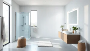 Aménagez votre salle de bain avec les produits sirhona, incluant cabines élégantes et miroirs LED.