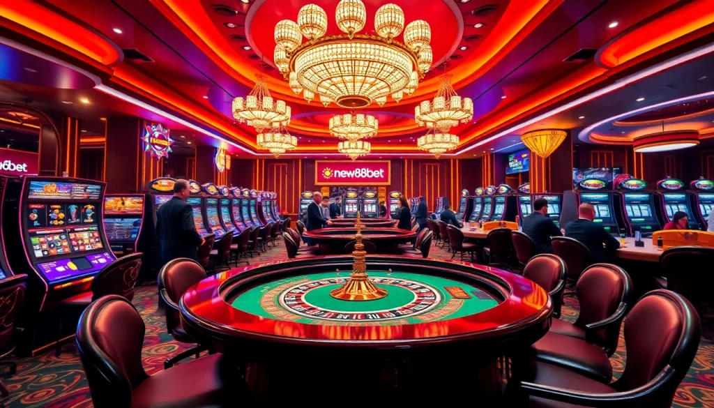Experience the thrilling excitement of new88bet with vibrant slot machines and roulette tables.
