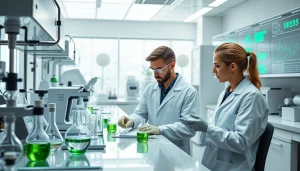 Laboratory researchers studying WIN55 cannabinoid properties with advanced equipment.