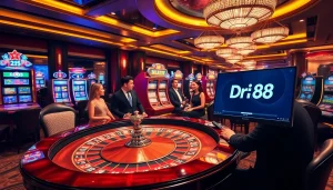 Experience the excitement of Trang chủ Dr88 amidst a vibrant casino atmosphere.