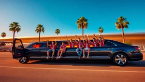 World Cup Group Transportation with luxury limousines and excited fans arriving for the event in Los Angeles.