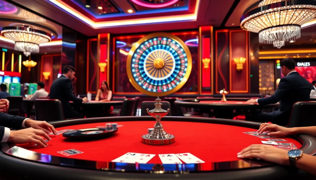 Players enjoying the excitement of 188 bet gaming at luxurious casino tables.