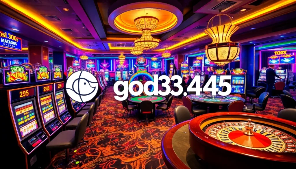 Players enjoying a thrilling casino experience at https://www.god345.co/ with vibrant slot machines and exciting games.