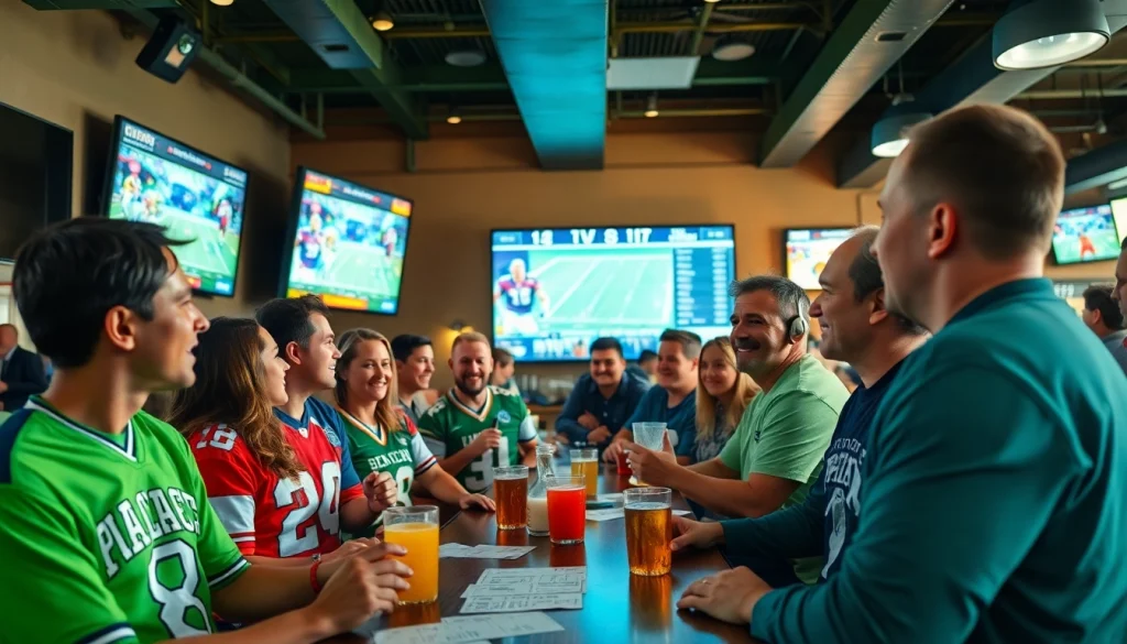 Engaging sports betting in Alabama scene with enthusiastic bettors enjoying live sports.