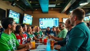 Engaging sports betting in Alabama scene with enthusiastic bettors enjoying live sports.