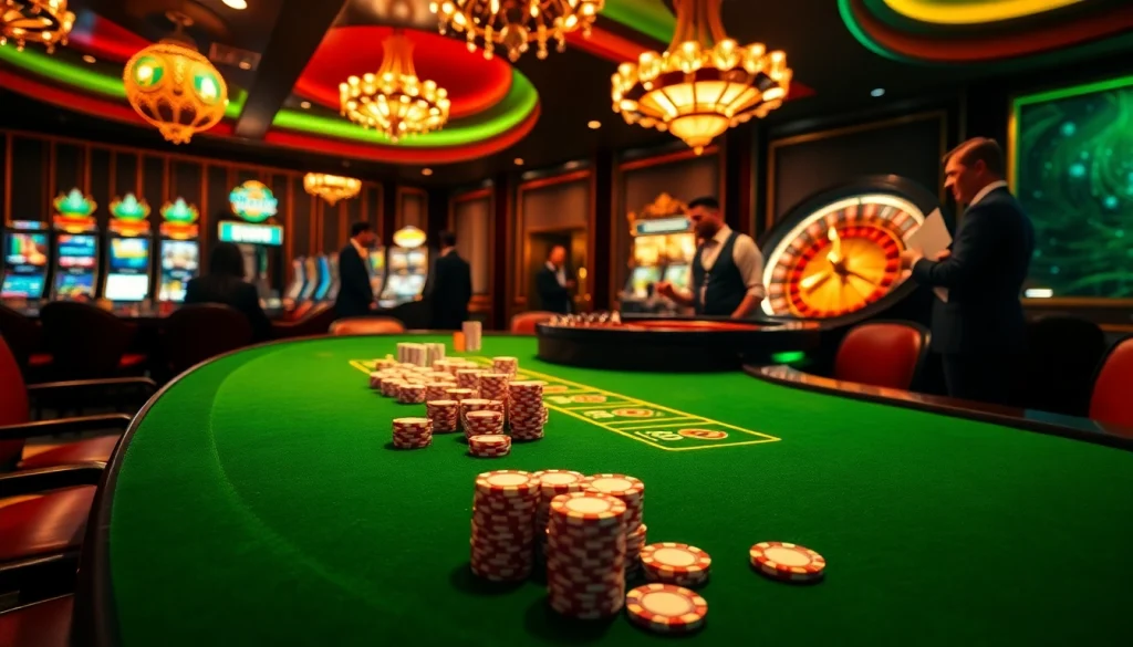 Winning moments at https://taixiumd5.video/ with vibrant casino scenes featuring poker chips and roulette wheels.