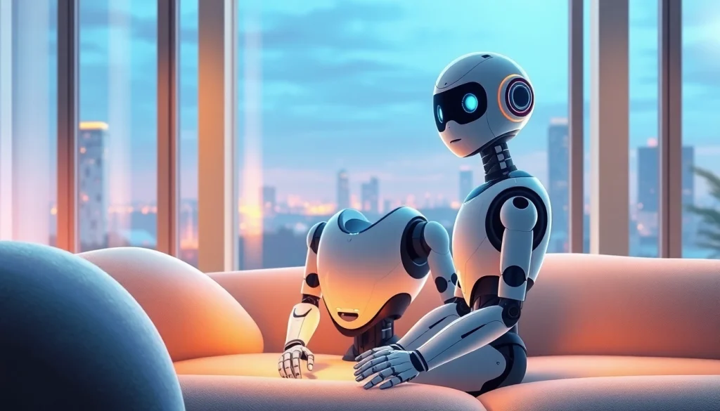 Engage with an AI Friend in a cozy setting, showcasing companionship and technology integration.