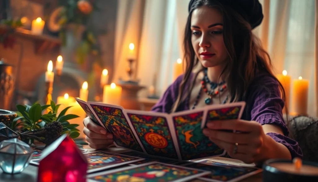 Experience intuitive readings and explore magic at https://julielynn.co in a serene candle-lit setting.