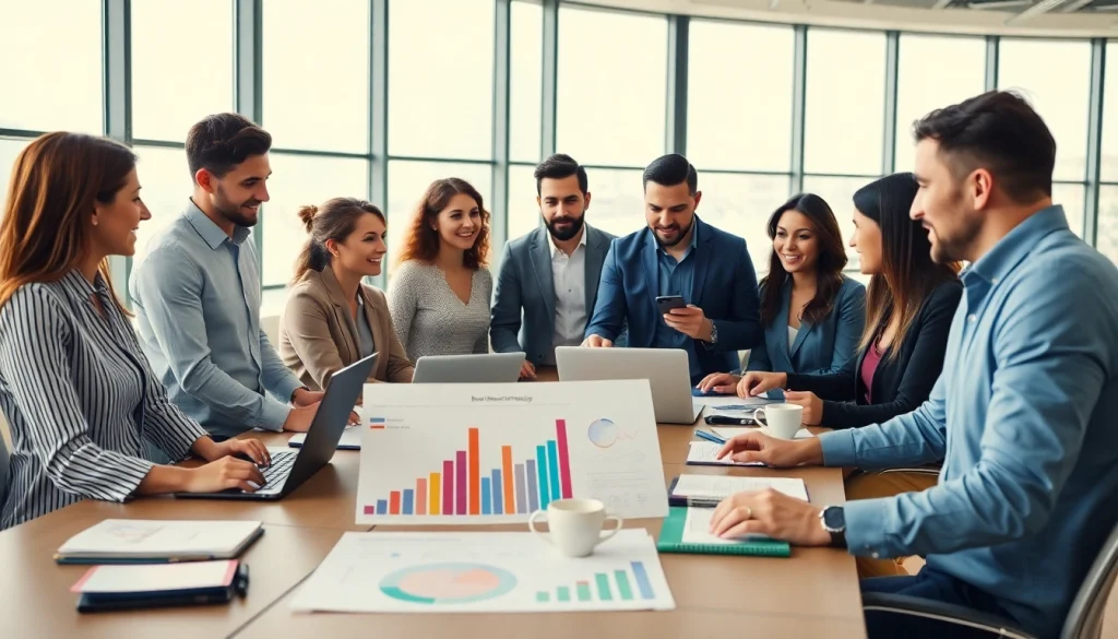 Engage with diverse teams in a collaborative business workspace focusing on strategy and innovation.