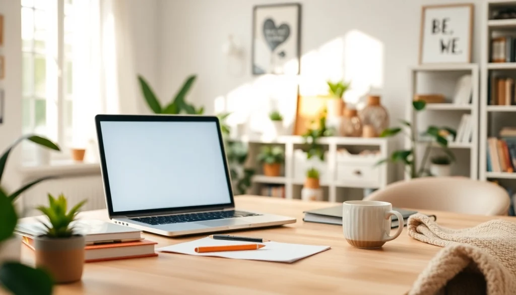 Engaging workspace inspired by https://nugevonden.nl, featuring modern decor and natural lighting for productivity.