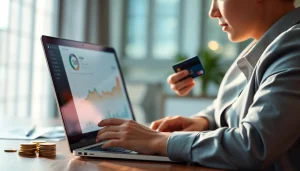 신용카드 현금화 과정을 보여주는 전문적인 금융 거래 장면.