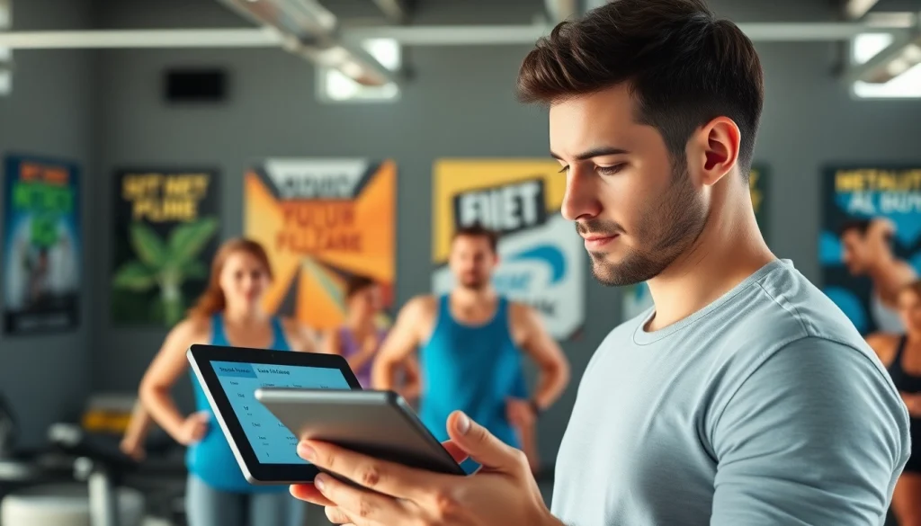 Using a metabolic age calculator, a fitness coach assists clients in understanding their metabolic health.