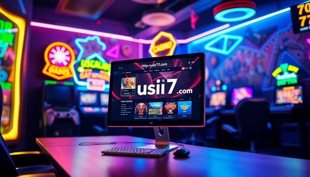 Experience thrilling online gaming with https://rusia777.com in a vibrant setup showcasing a modern casino interface.