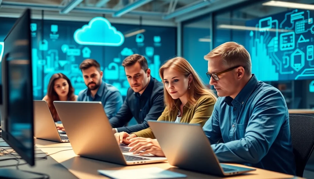 Highlighting managed IT provider team in a collaborative work environment.