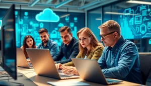 Highlighting managed IT provider team in a collaborative work environment.